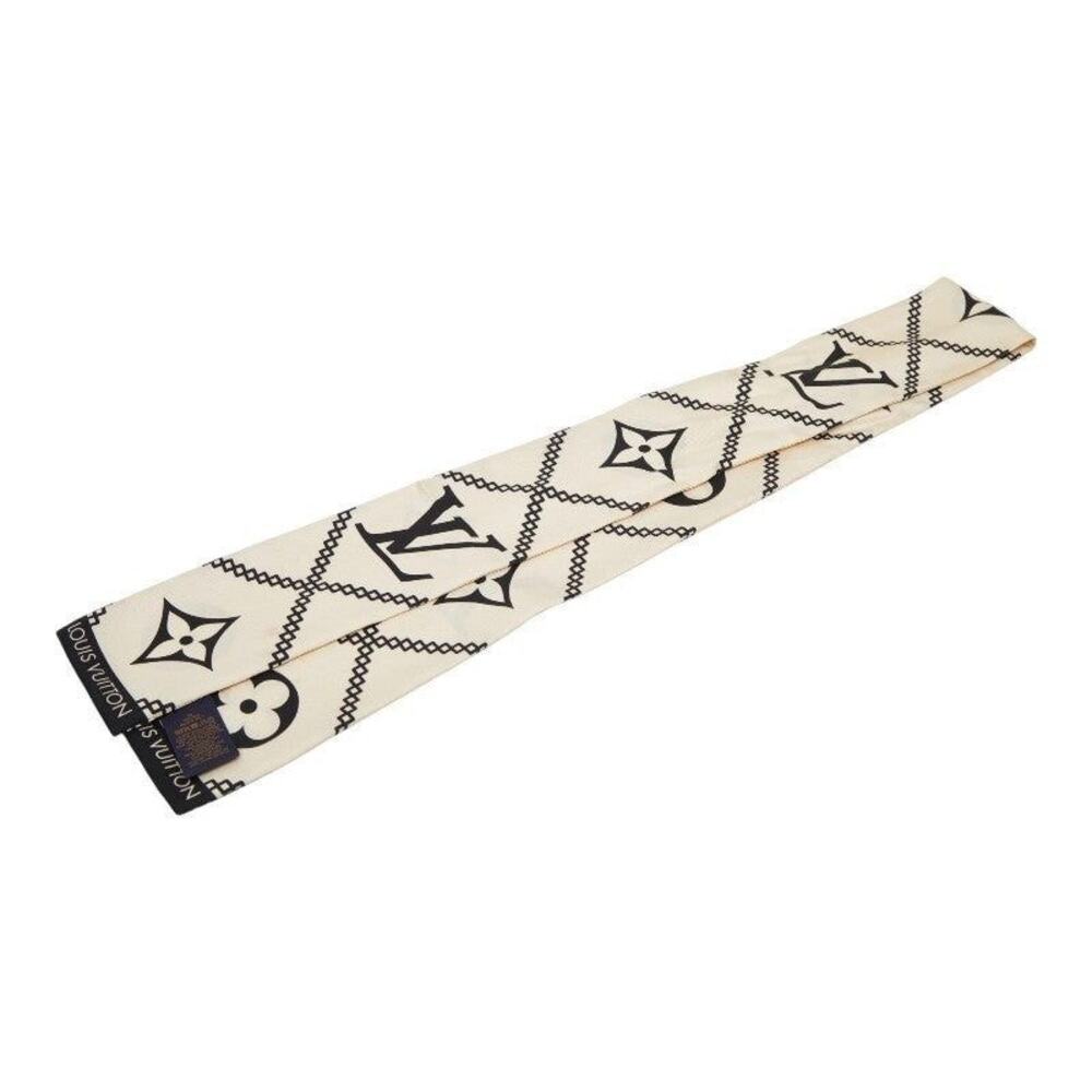 Louis Vuitton Monogram Bandeau Croisillon Silk Scarf Beige